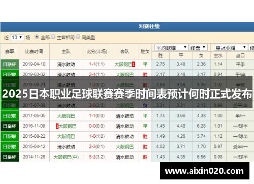 2025日本职业足球联赛赛季时间表预计何时正式发布