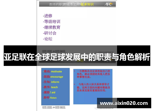 亚足联在全球足球发展中的职责与角色解析